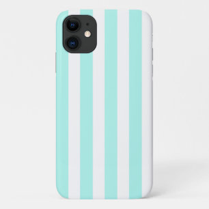 ターコイズとホワイトキャンディストライプー iPhone 11 ケース