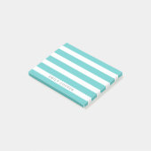 ターコイズとホワイトクラシックストライプズモノグラム ポストイット (アングル)