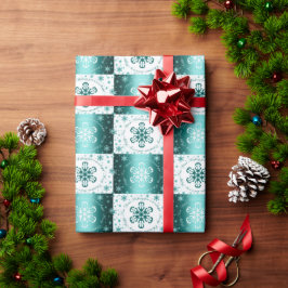 ターコイズとホワイトクリスマス ラッピングペーパー