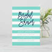ターコイズとホワイトストライプブライダルシャワー 招待状 (スタンド正面)