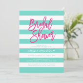 ターコイズとホワイトストライプブライダルシャワー 招待状 (スタンド正面)