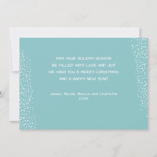 ターコイズとホワイトダマスクのクリスマスフォト シーズンカード (裏面)