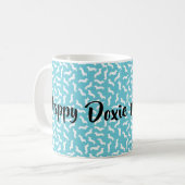 ターコイズとホワイトドキシーママ母の日のマグカップ コーヒーマグカップ (正面左)