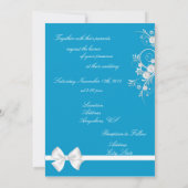 ターコイズとホワイトハート結婚の写真招待状 招待状 (裏面)