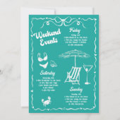 ターコイズとホワイトバチェロレッテ週末パーティー 招待状 (裏面)