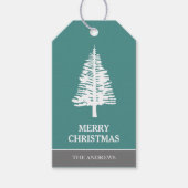 ターコイズとホワイトパインのクリスマス ツリー ギフトタグ (正面)