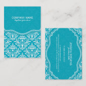 ターコイズとホワイトフローラのマスクのパターン 名刺 (正面/裏面)