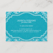 ターコイズとホワイトフローラのマスクのパターン 名刺 (裏面)