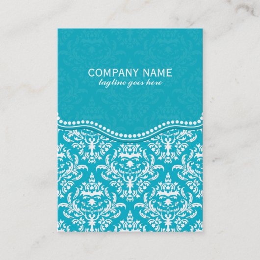 ターコイズとホワイトフローラのマスクのパターン 名刺 (正面)