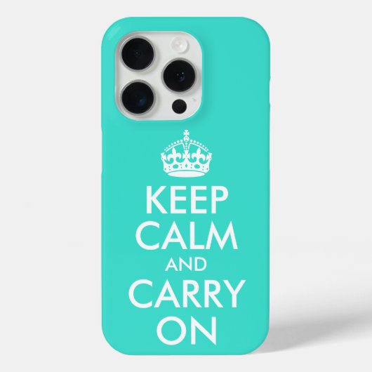 ターコイズとホワイトKeep Calm and Carry On Case-Mate iPhoneケース (裏面)
