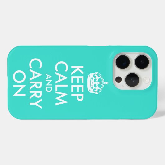 ターコイズとホワイトKeep Calm and Carry On Case-Mate iPhoneケース (裏面 (横))