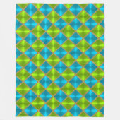 ターコイズとライムと金ゴールド正方形 フリースブランケット (正面)