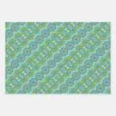 ターコイズとライムグリーンサークルマンダラ ラッピングペーパーシート (正面3)
