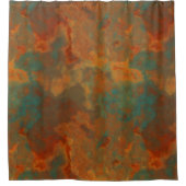 ターコイズとラストマーブル抽象芸術 シャワーカーテン (正面)