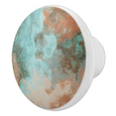 ターコイズとラストマーブル抽象芸術 セラミックノブ (右)