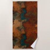 ターコイズとラストマーブル抽象芸術 ビーチタオル (正面)