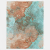 ターコイズとラストマーブル抽象芸術 フリースブランケット (正面)