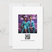 ターコイズとラベンダーの花束 ウェディングフォト 招待状 (裏面)