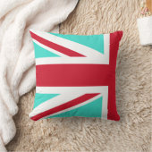 ターコイズとレッドユニオンジャックハーフ クッション (ブランケット)