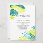 ターコイズとレモンのトロピカル バット ミッツヴァ 招待状 (正面)