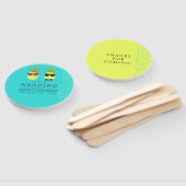 ターコイズとレモンサマービーチ結婚式の好意 ハンドファン (組立なし)