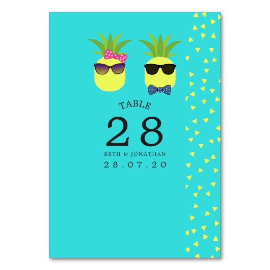 ターコイズとレモンサマー結婚のテーブル番号 テーブルナンバー (正面)