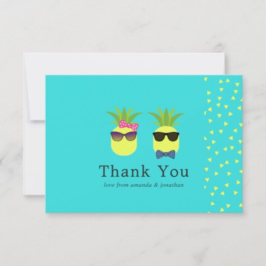 ターコイズとレモンパイナップル結婚ズありがとう サンキューカード (正面)