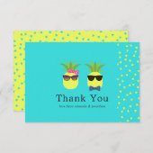 ターコイズとレモンパイナップル結婚ズありがとう サンキューカード (正面/裏面)
