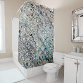 ターコイズと接線の円パターン シャワーカーテン (インサイチュ)