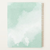 ターコイズと淡い青の花と緑の葉のウェディング プランナー手帳 (裏面)