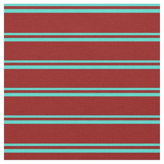 ターコイズと濃い赤線のパターン ファブリック (クローズアップ)