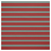 ターコイズと濃い赤線のパターン ファブリック (見本)