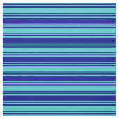 ターコイズと濃い青の色の線 ファブリック (見本)