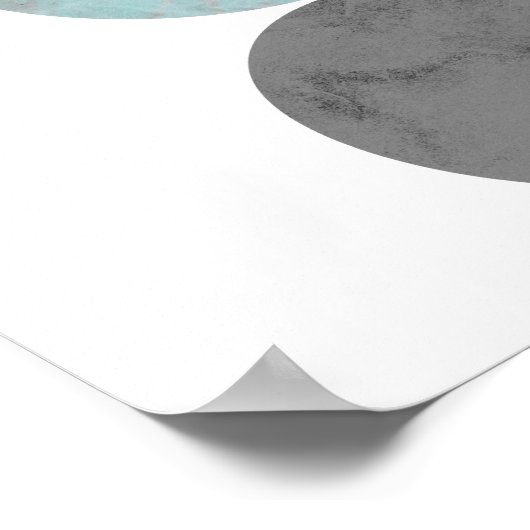 ターコイズと灰色の円のポスター ポスター (角)