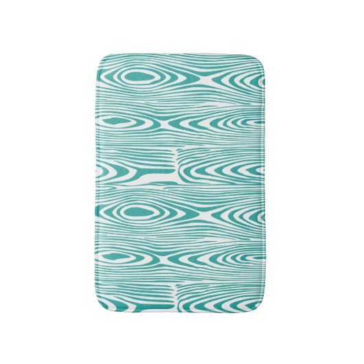 ターコイズと白い木製リングや輪 バスマット (正面縦)