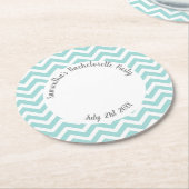 ターコイズと白のシェブロンパーティー ラウンドペーパーコースター (アングル)