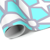 ターコイズと白の幾何学的パターン ラッピングペーパー (ロールコーナー)