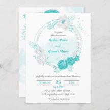 ターコイズと白の花の植物性リース結婚ズ