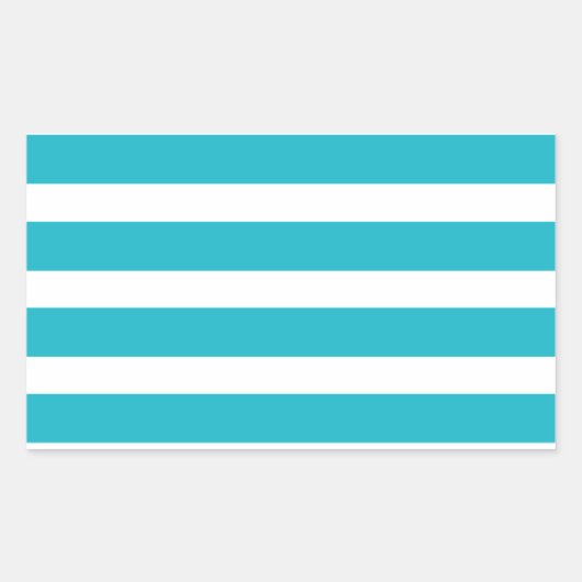 ターコイズと白ストライプい航海の夏 長方形シール (正面)