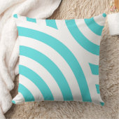 ターコイズと白ストライプの波模様 クッション (ブランケット)