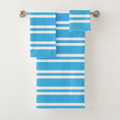 ターコイズと白ストライプ色 バスタオルセット (インサイチュ)