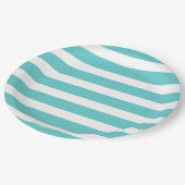 ターコイズと白ストライプ色 ペーパープレート (アングル)