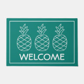 ターコイズと白パイナップルパーソナライズされた ドアマット (正面)