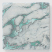 ターコイズと白大理石 ストーンコースター (正面)