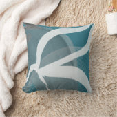 ターコイズと白芸術的抽象芸術水色 クッション (ブランケット)