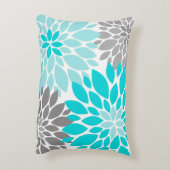 ターコイズと白菊の花柄 アクセントクッション (裏面(縦))
