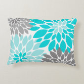 ターコイズと白菊の花柄 アクセントクッション (裏面)