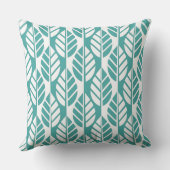 ターコイズと白葉色のパターン クッション (裏面)