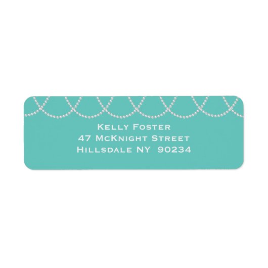 ターコイズと真珠のブライダルシャワーホワイトラベル ラベル (正面)