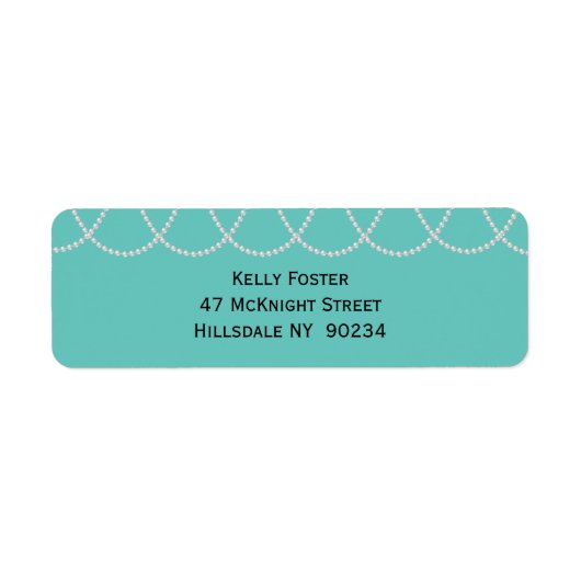 ターコイズと真珠のブライダルシャワーラベル ラベル (正面)